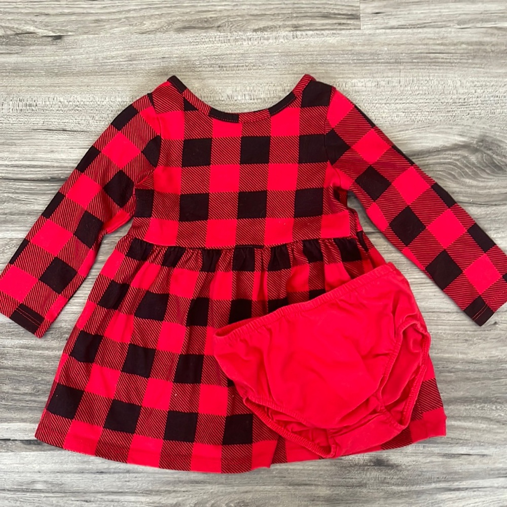 Girls red and black plaid dress